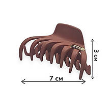 Краб для волосся 7 х 3 см каучуковий Ліана #04 коричневий колір FasRion