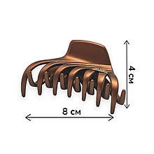 Краб для волосся 8 х 4 см каучуковий Ліана #03 коричневий FasRion