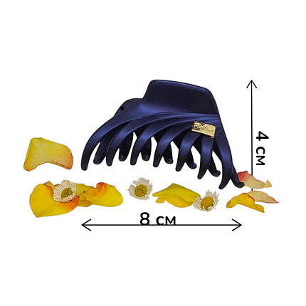 Краб для волосся 8 х 4 см каучуковий Ліана #04 темно-синій FasRion, фото 1