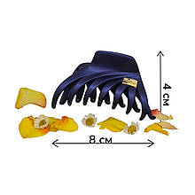 Краб для волосся 8 х 4 см каучуковий Ліана #04 темно-синій FasRion