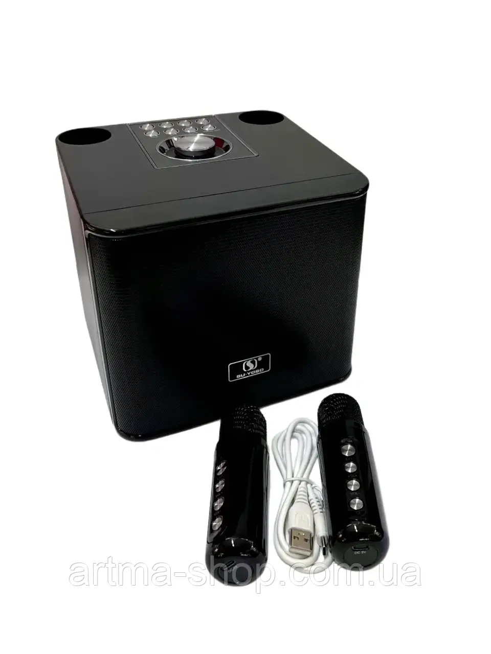 Колонка Bluetooth YS-309 з 2 караоке мікрофонами та RGB підсвічуванням, Потужність 15 Вт, фото 1