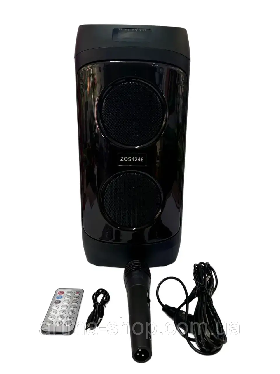 Бездротова портативна Bluetooth колонка ZQS8210 з бездротовим мікрофоном, Потужність 40 Вт, цифровим дисплеєм, пультом ДК