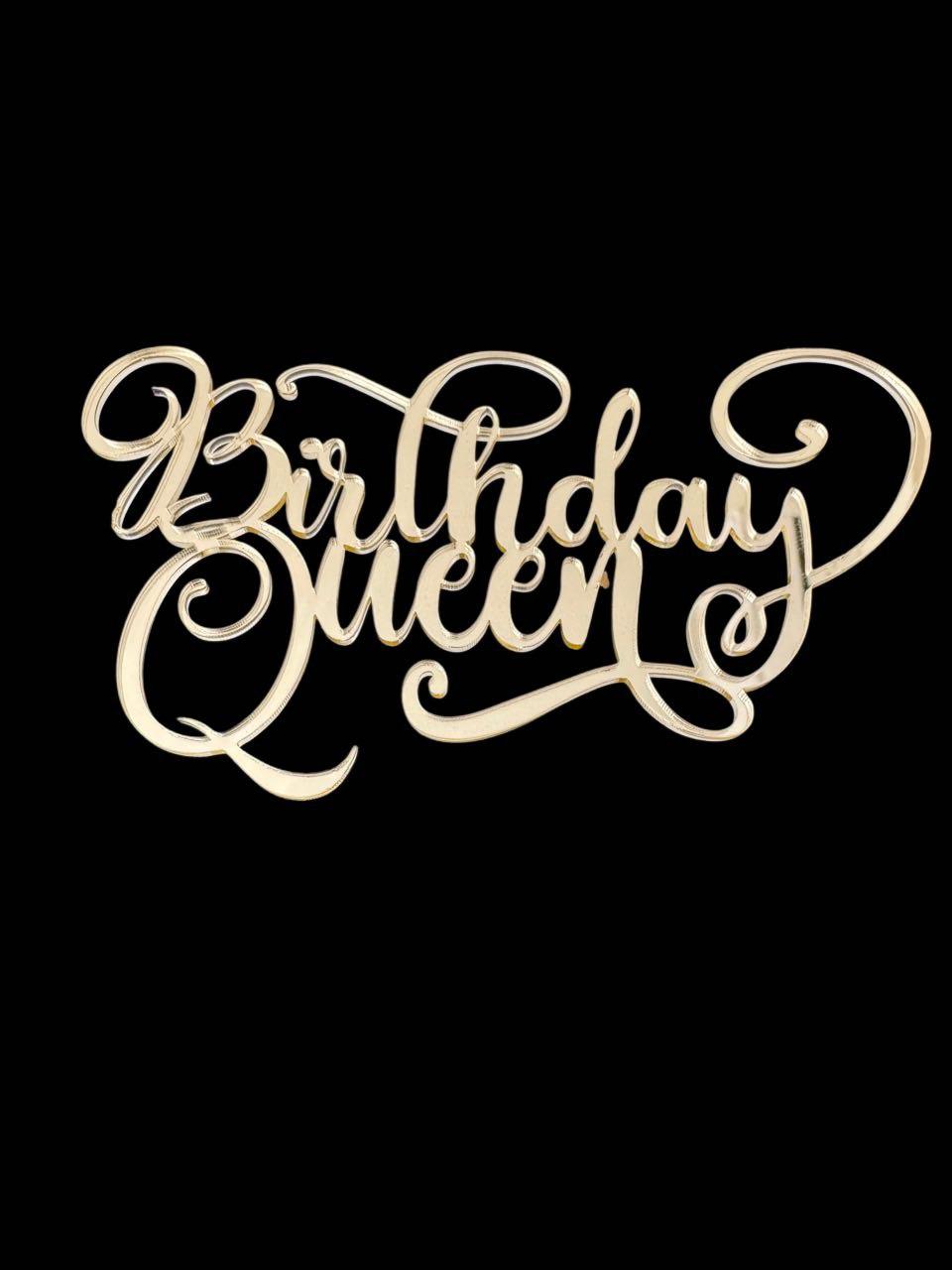 Топер "Birthday Queen" з золотого акрилу 2 мм, 130*70, фото 1
