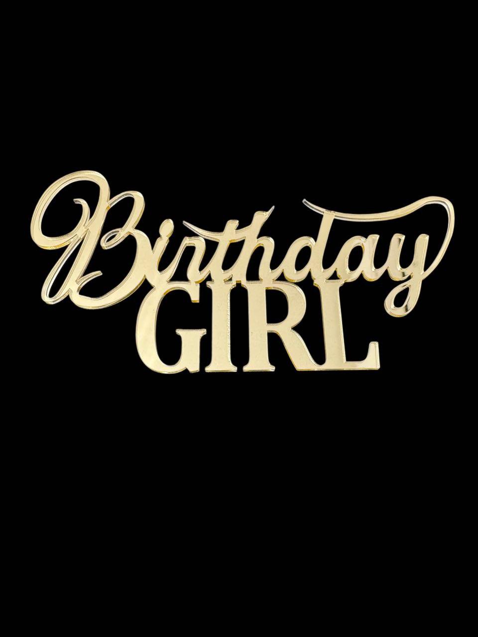 Топер "Birthday GIRL" з золотого акрилу 2 мм, 130*65, фото 1