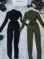 Жіночий теплий комбінезон для повсякденного носіння на блискавці з довгим рукавом