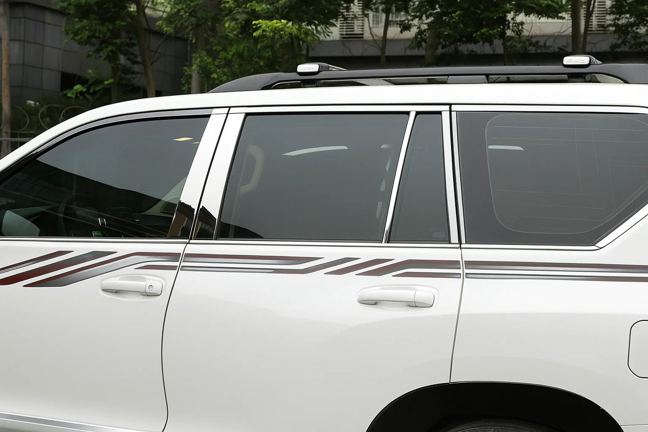 Молдинг дверних стійок (8 шт, нерж) для Toyota Land Cruiser Prado 150 2009-2023 рр, фото 1