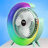 Настольный мини-вентилятор с подсветкой Fan Portable аккумуляторный вентилятор от USB шнура cde