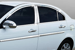 Повна окантовка скла (14 дет, нерж.) для Hyundai Accent 2006-2010 рр