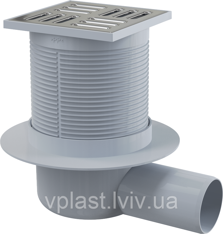 Трап з сухим сифоном Alca Plast APV31 (нерж. кришка) кутовий 105х105 мм Ф 50 SMART