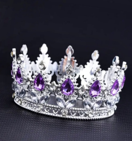 Декор для торта Корона D8 см із бузьковим камінням, фото 1