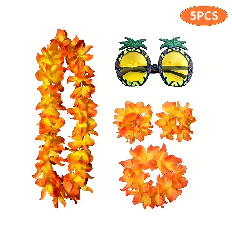 Гавайське вбрання з леями та окулярами. Вбрання для гавайської вечірки унісекс, фото 1