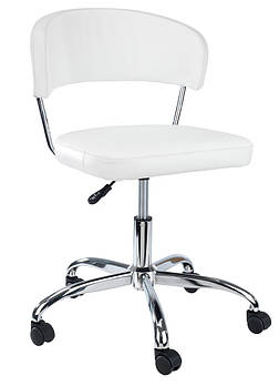 Крісло офісне на коліщатках біле шкіряне з підіймальним механізмом, mebelime