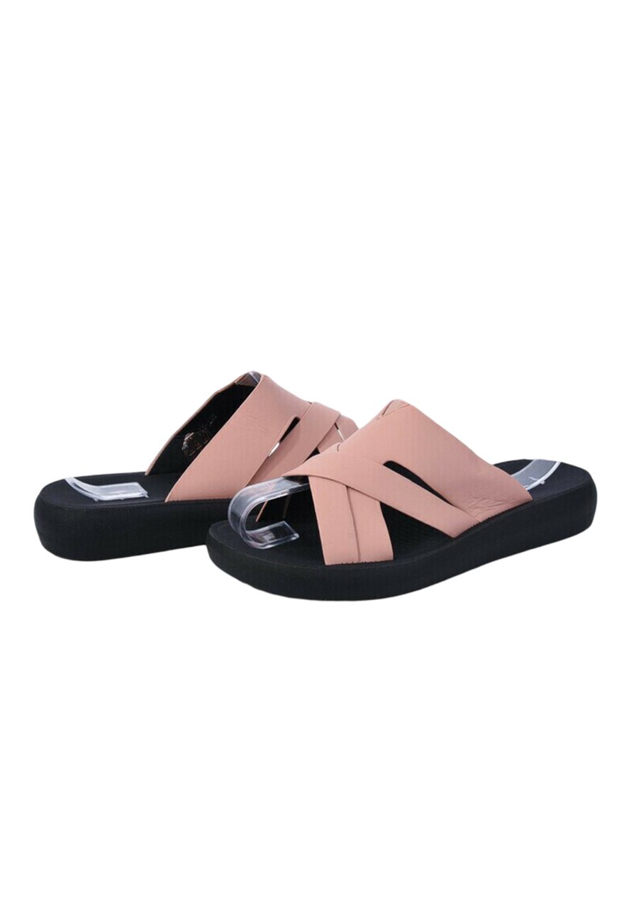 Жіночі шльопанці на платформі пудрові (557-214), фото 1