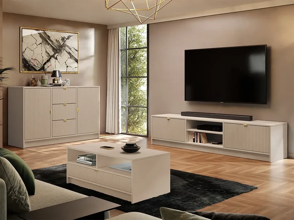 Меблі для вітальні Razimo I, пісочний беж/золотий, фото 1