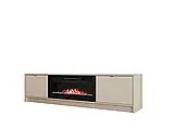 Тумба під телевізор Razimo EF з електрокаміном, пісочний беж/золотий, фото 2