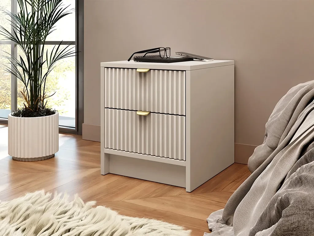 Тумба приліжкова Razimo 2SZ, пісочний беж/золотий, фото 1