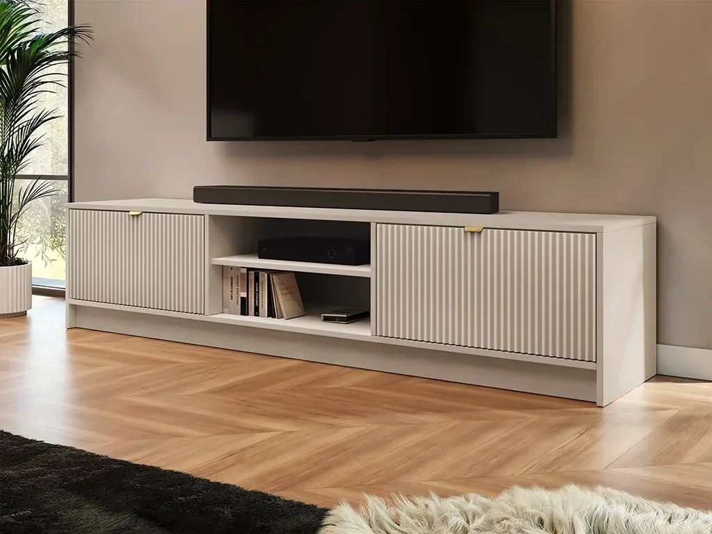 Тумба під телевізор Razimo 2K, пісочний беж/золотий, фото 1