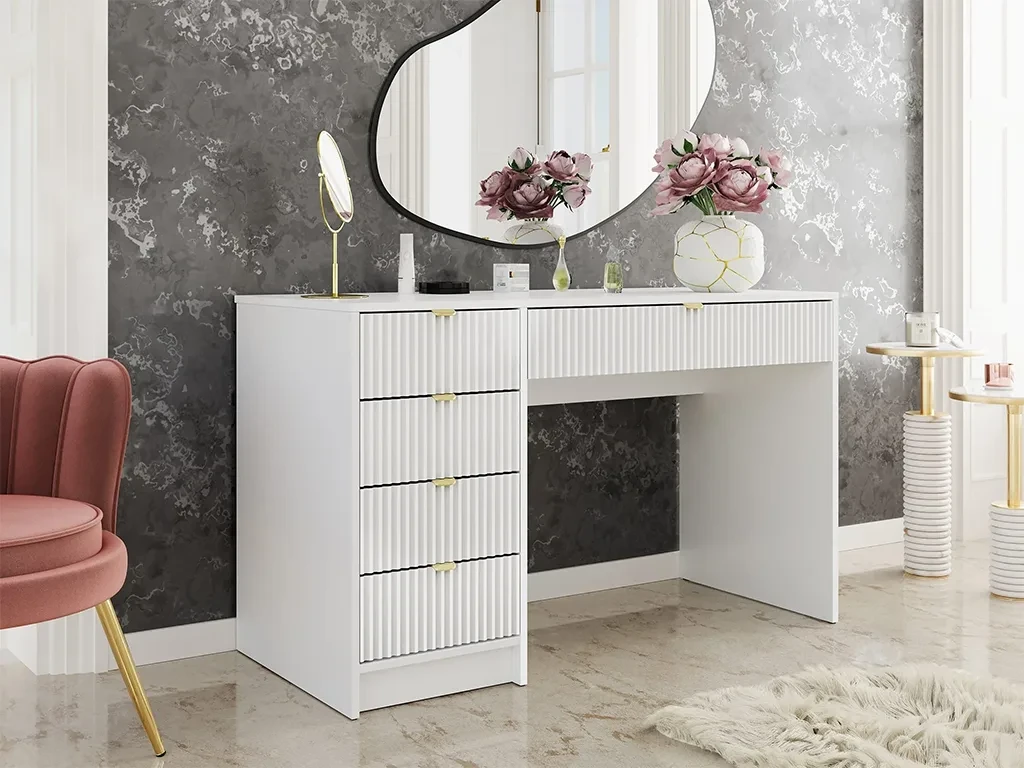 Столик Razimo 5S, білий оксамит/золотий, фото 1