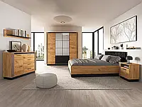 Спальний гарнітур Urso, 160х200, (дуб крафт золотий/чорний)