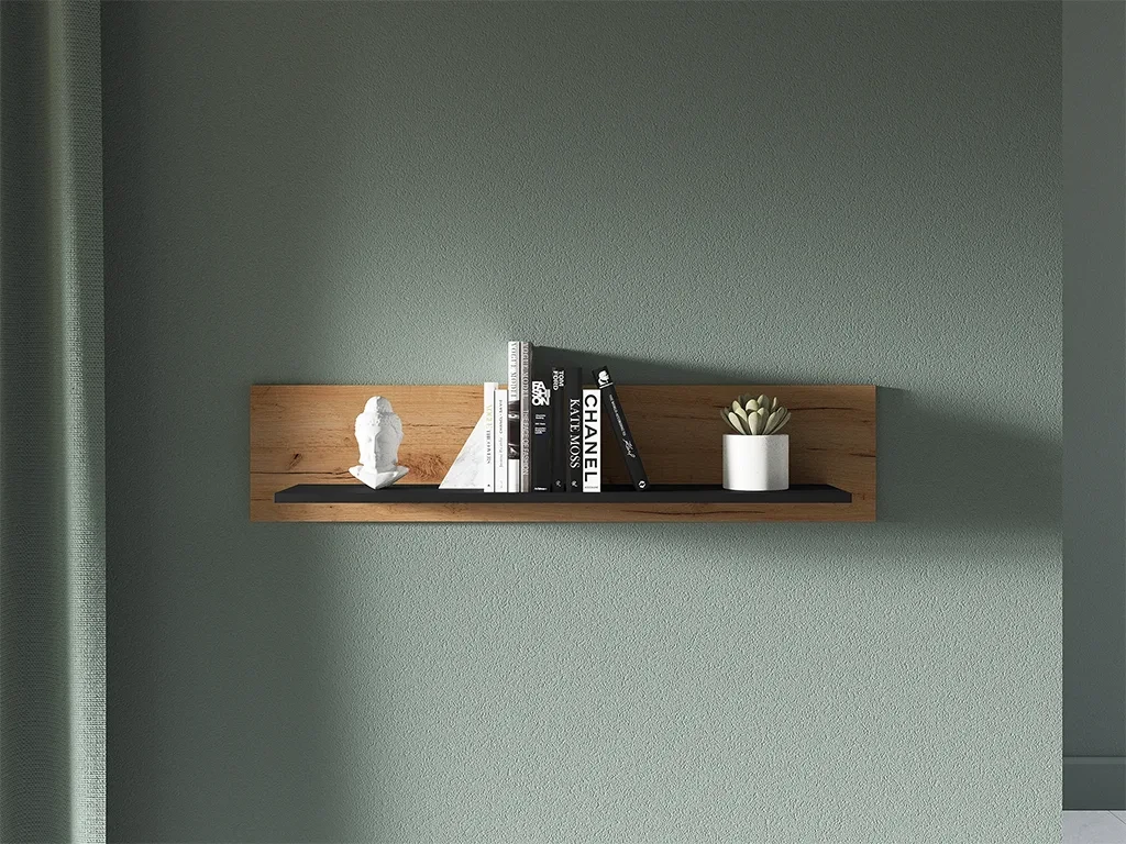 Настінна полиця Urso 12 (дуб крафт золотий/чорний), фото 1