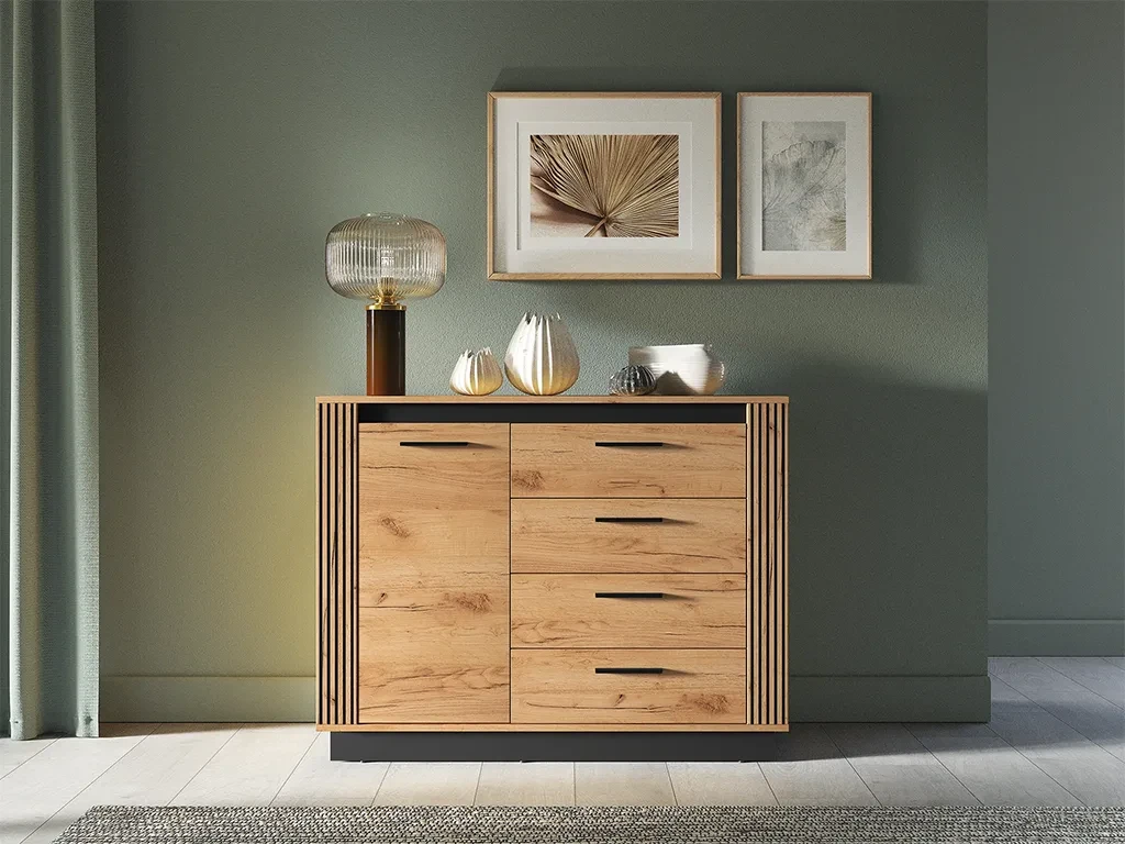 Комод Urso 07 (дуб крафт золотий/чорний), фото 1