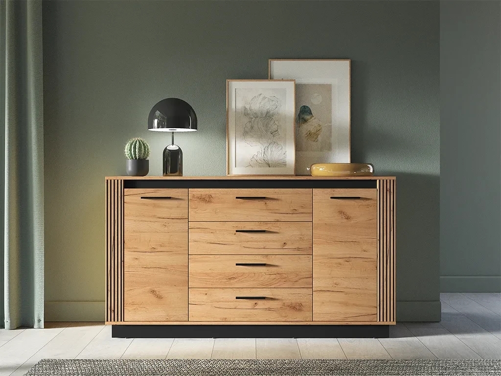 Комод Urso 06 (дуб крафт золотий/чорний), фото 1