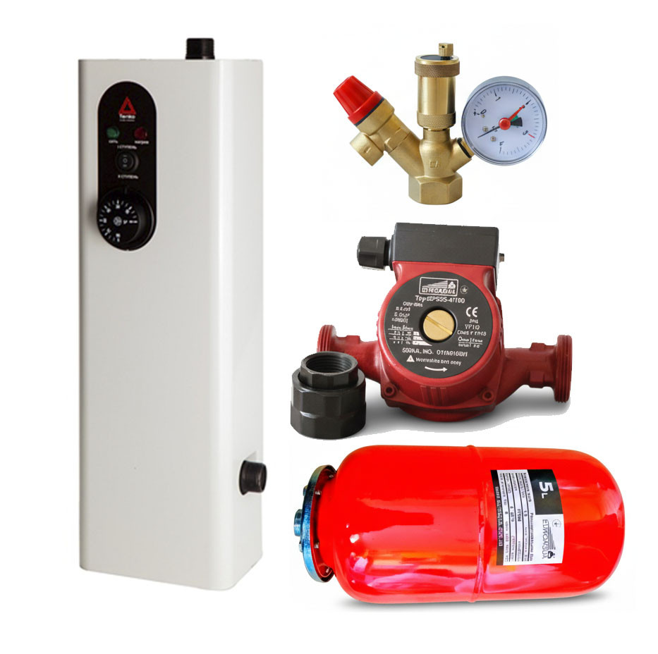 Електричний котел Tenko Міні 3 кВт: повний комплект з насосом, баком та групою безпеки для 30-45 м², фото 1