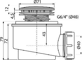 A47CR-50 Сифон для душового піддона хромований d50 {30}
