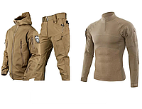 Утеплений костюм на флісі Soft Shell TACTICAL VANGUARD Койот з бойовою рубашкою розмір L