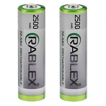 2шт Акумуляторна батарейка HR6/АА 2500mАh, NI-MH, RABLEX / Багаторазова батарейка / Пальчиковий акумулятор