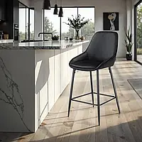 Барний стілець Siera, оксамитовий, чорний, комплект із 2 шт.