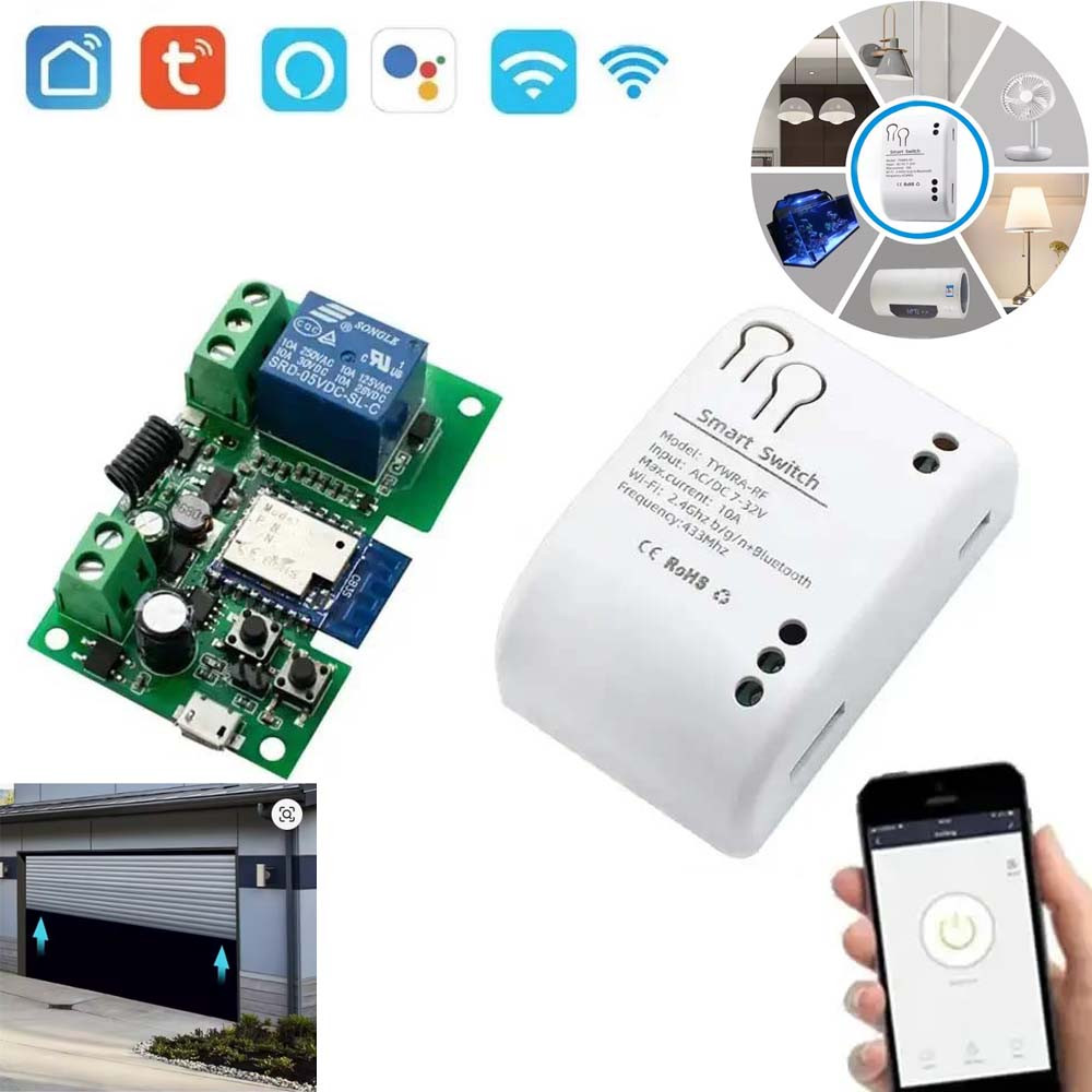 Wi-Fi RF реле Tuya Smart Life сухий контакт, реле для воріт Tuya з радіомодулем 7-32 В, фото 1