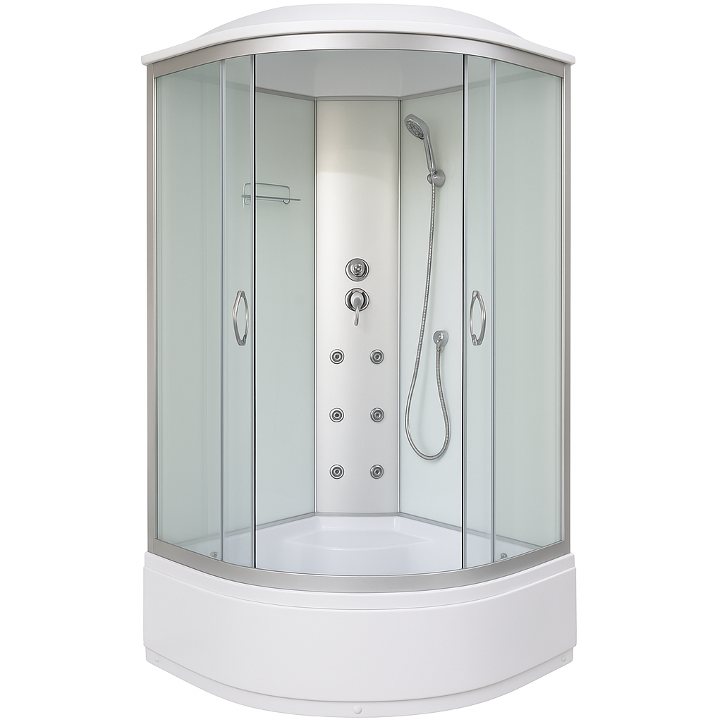 Душовий бокс KO&PO 470 Matt J 90x90х215 см на глибокому піддоні з гідромасажем матове скло розсувні двері