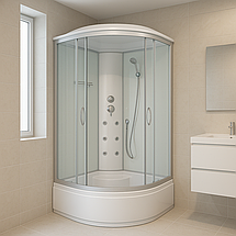 Душовий бокс KO&PO 470 Matt J 90x90х215 см на глибокому піддоні з гідромасажем матове скло розсувні двері, фото 2