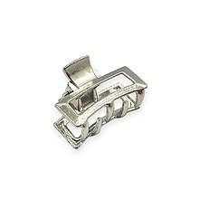 Крабік міні для волосся 2.5 х 1.7 см металевий прямокутний  #03 silver Fashion Jewelry