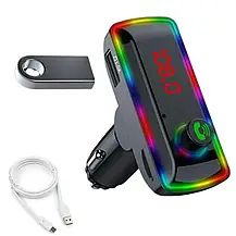 Модулятор у машину F12 з Bluetooth, Автомобільний FM-Модулятор 3в1 з Bluetooth RGB-підсвіткою і LED-екраном, фото 2