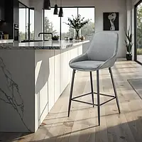 Барний стілець Siera, сіро-чорна тканина, комплект із 2 шт.