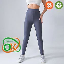 Демісезонні жіночі лосини в рубчик сірого кольору тм "ОК" (3XL) Розміри: 52-54 (33073-6)