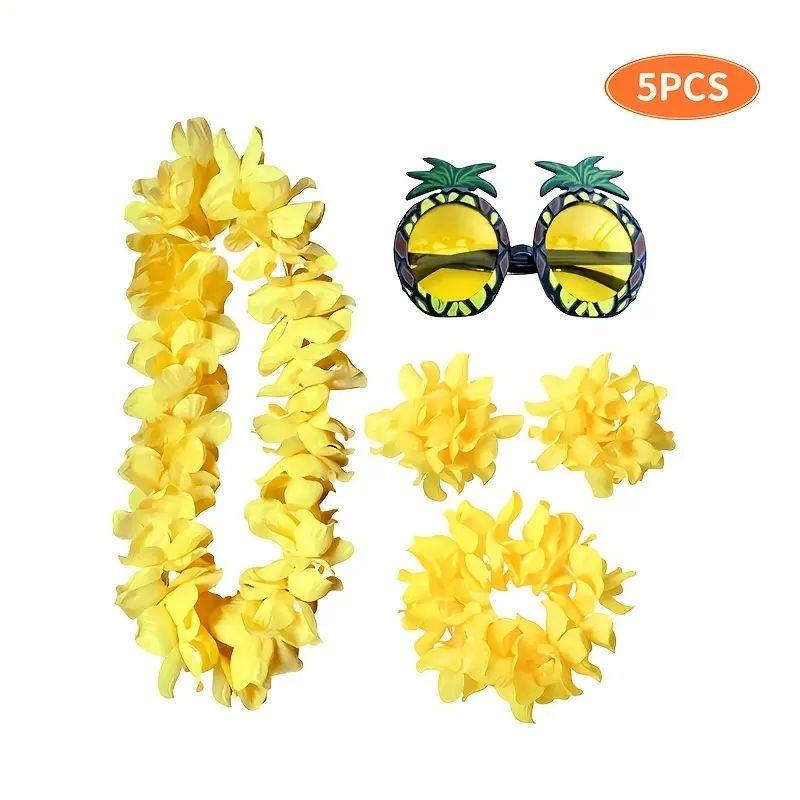 Гавайське вбрання з леями та окулярами. Убрання для гавайської вечірки унісекс, фото 1