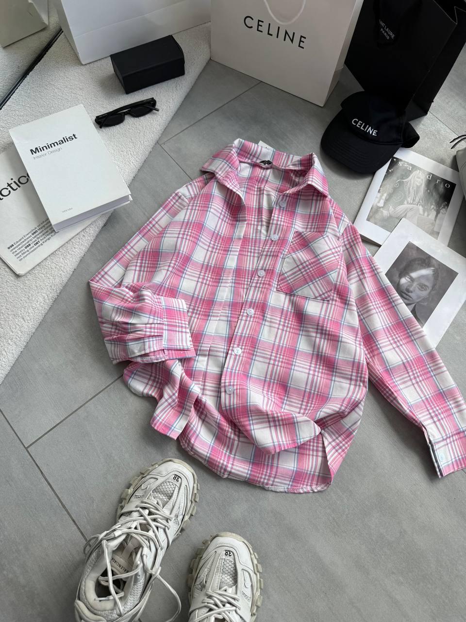 Модна жіноча базова картата осіння фланелева блуза подовжена сорочка в клітку в стилі оверсайз, фото 1