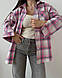 Модна жіноча базова картата осіння фланелева блуза подовжена сорочка в клітку в стилі оверсайз, фото 5