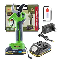 Бесщеточный мощный аккумуляторный секатор с 1 АКБ Procraft ES32Li, Удобный АКБ секатор сучкорез для сада