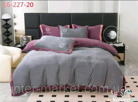 Велюрова постільна білизна Smile Life євро комплект теплої постільної білизни Monika 2.., фото 1