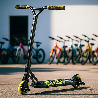 Самокат трюкової скутер фрістайл для дітей і підлітків / Малюнок на деці Пегі гальмо колеса PU 110 мм Жовтий