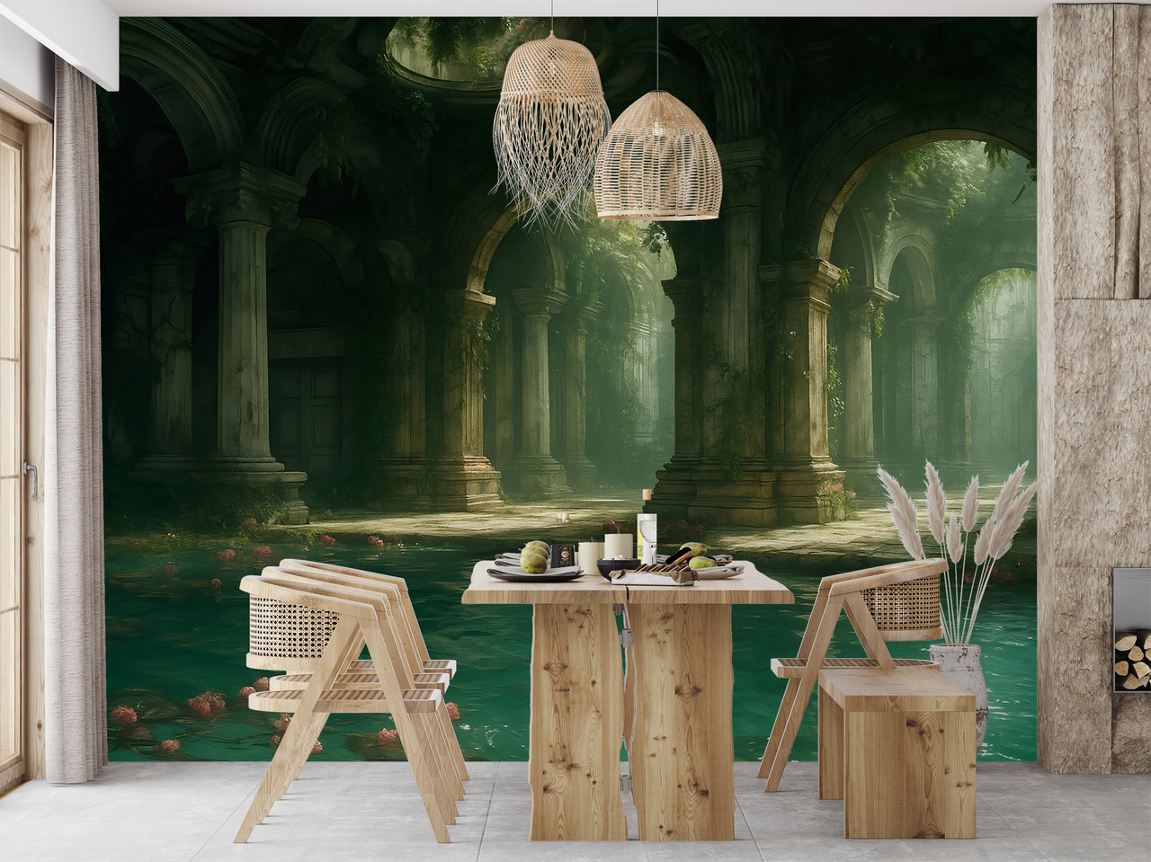 Фотошпалери самоклеюча плівка Oracal  зображення з архітектурою для вітальні, кухні «Загублений храм води», фото 1