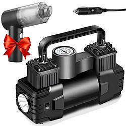 Автокомпресор 12В, 120Вт + Подарунок Автопилосос Vacuum cleaner / Компресор повітряний / Портативний компресор