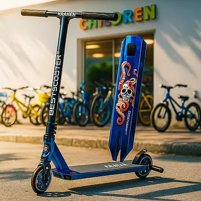 Трюковий самокат хлопчикові та дівчинці від 5 років для екстриму / Дитячий скутер Пегі гальмо колеса PU 110 мм Синій