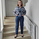 Джинси жіночі МОМ фліс стрейч зима теплі зручні 27 сині, фото 4