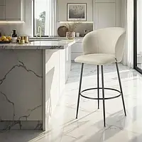 Міцний набір із 2 барних стільців Luana, кремовий/чорний