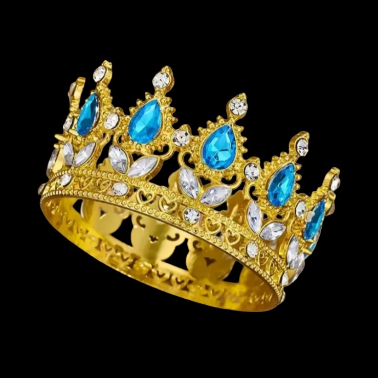 Декор для торта Корона D8 см із блакитним камінням, фото 1